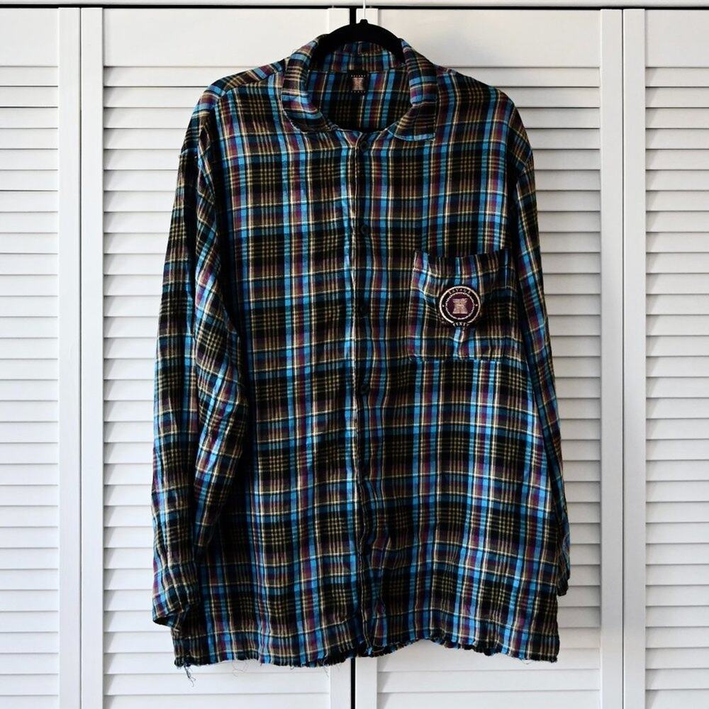 Savage X Fenty Size Large Blue Plaid Flannel Button Down Dress | Size Large